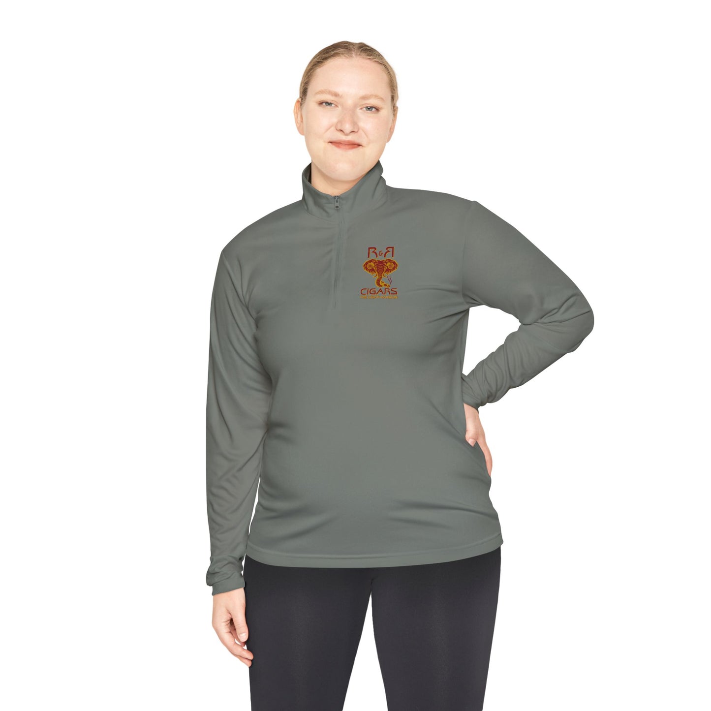 Quarter-Zip Pullover — Retro Bear 'Be Calm' Chest Graphic
