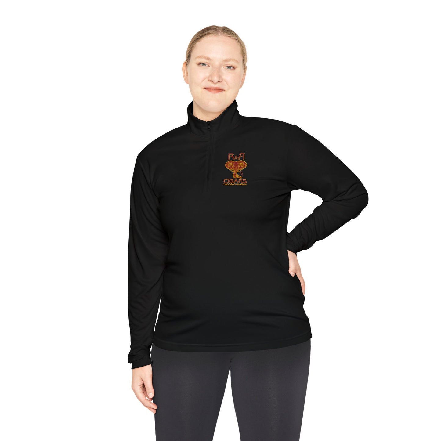 Quarter-Zip Pullover — Retro Bear 'Be Calm' Chest Graphic