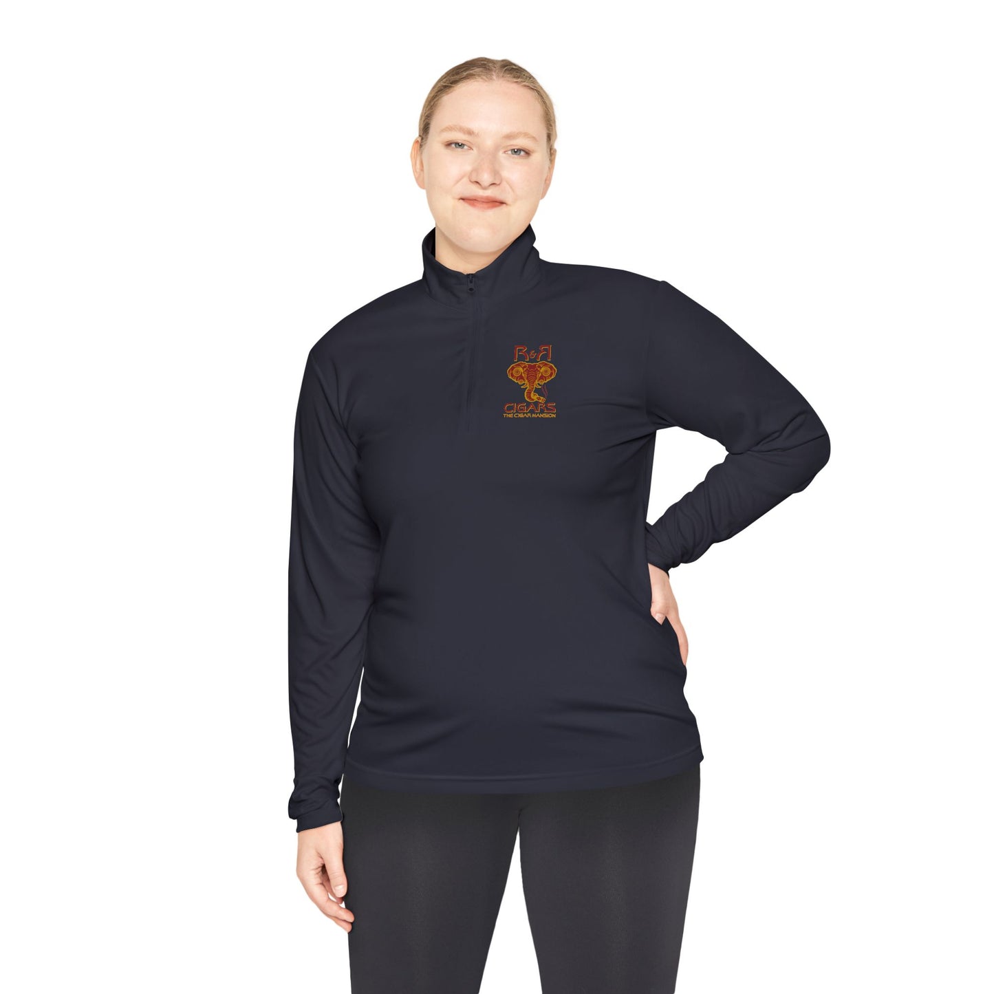 Quarter-Zip Pullover — Retro Bear 'Be Calm' Chest Graphic