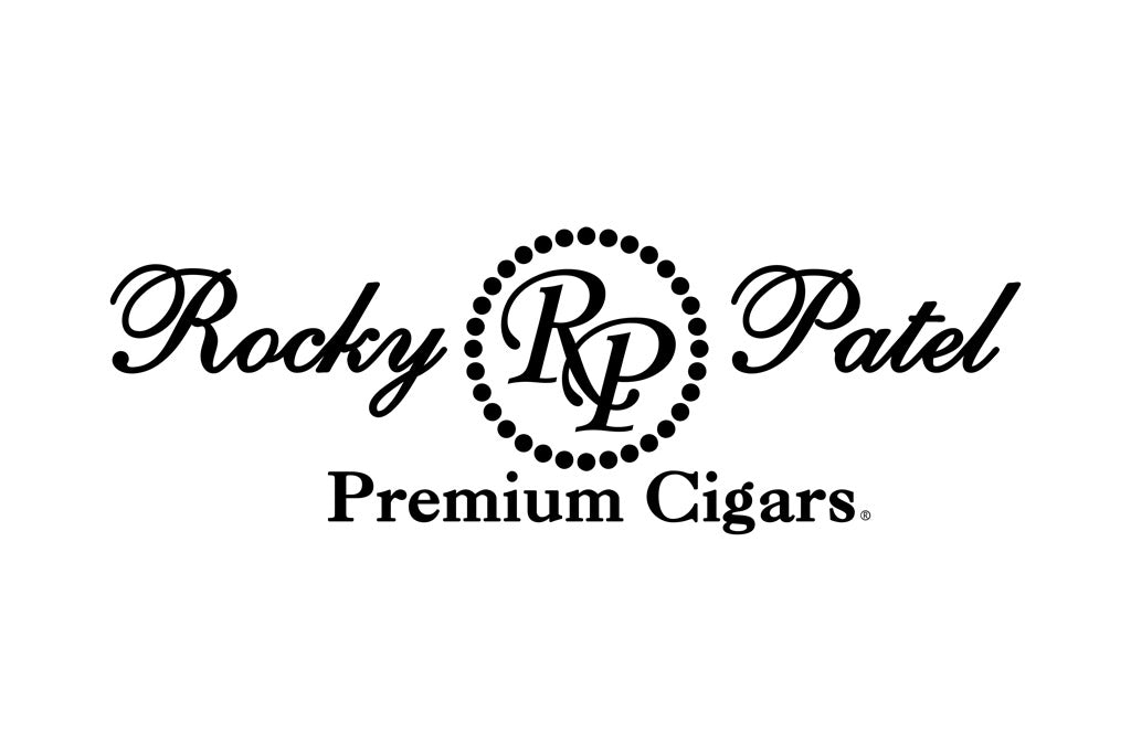 Logo for Rocky Patel Premium Cigars, with 'Rocky RP Patel' in a stylized script and 'Premium Cigars' below.e